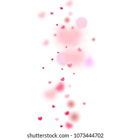 Hearts Falling Background. St. Valentine's Day pattern.   Romantic Scattered Hearts Wallpaper. Love. Light, Bokhe, Magic Clouds, Moments.

 Design for Weddings, Anniversary, Mother's Day. 
