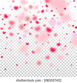 Hearts Falling Background. St. Valentine's Day pattern.   Romantic Scattered Hearts Design Element. Love. Light, Bokhe, Magic Clouds, Moments.

 Design for Weddings, Anniversary, Mother's Day. 
