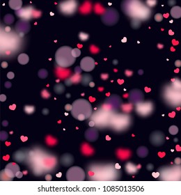 Hearts Falling Background. St. Valentine's Day pattern.   Romantic Scattered Hearts Texture. Love. Light, Bokhe, Magic Clouds, Moments.

 Element of Design for Cards, Banners, Posters, Flyers. 
