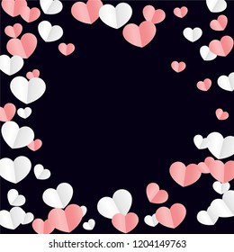 Hearts Falling Background. St. Valentine's Day pattern.   Romantic Scattered Hearts Design Element. Love. Sweet Moment. Vector Illustration.

 Design for Weddings, Anniversary, Mother's Day. 
