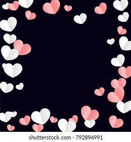 Hearts Falling Background. St. Valentine's Day pattern.   Romantic Scattered Hearts Wallpaper. Love. Sweet Moment. Vector Illustration.

 Element of Design for Cards, Banners, Posters, Flyers. 
