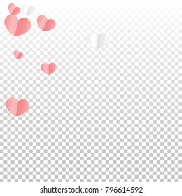 Hearts Falling Background. St. Valentine's Day pattern.   Romantic Scattered Hearts Wallpaper. Love. Sweet Moment. Vector Illustration.

 Design for Weddings, Anniversary, Mother's Day. 
