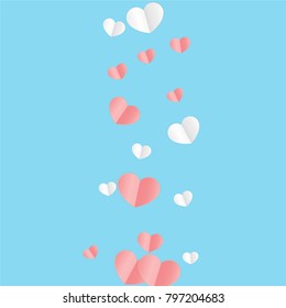 Hearts Falling Background. St. Valentine's Day pattern.   Romantic Scattered Hearts Texture. Love. Sweet Moment. Vector Illustration.

 Design for Weddings, Anniversary, Mother's Day. 
