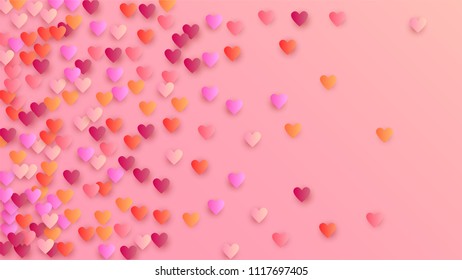  Hearts Falling Down. Illustration with Beautifull Hearts for your Design.  Valentines Background for Greeting Card, Invitation, Banner, Wallpaper, Flyer. Vector illustration.