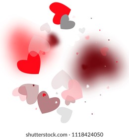  Hearts Falling Down. Illustration with Beautifull Hearts for your Design.  Valentines Background for Greeting Card, Invitation, Banner, Wallpaper, Flyer. Vector illustration.