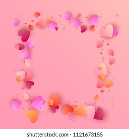  Hearts Falling Down. Illustration with Beautifull Hearts for your Design. Wedding Background for Greeting Card, Invitation or Banner. Vector illustration.