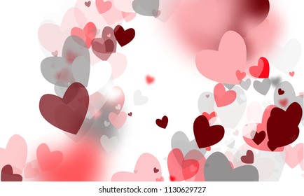  Hearts Falling Down. Illustration with Beautifull Hearts for your Design.  Valentines Background for Greeting Card, Invitation, Banner, Wallpaper, Flyer. Vector illustration.