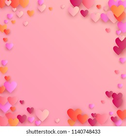  Hearts Falling Down. Illustration with Beautifull Hearts for your Design.  Valentines Background for Greeting Card, Invitation, Banner, Wallpaper, Flyer. Vector illustration.