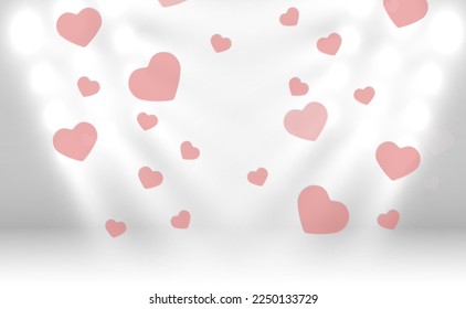 Hearts Falling on Background.Valentine Day. Vector illustration