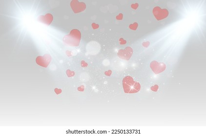 Corazones cayendo sobre fondo. Día de San Valentín. Ilustración del vector