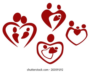 hearts family vector