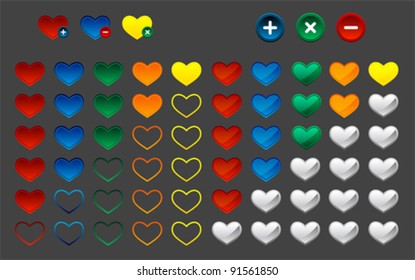 Hearts favorite button web icon. Flat style design illustration element,  vector
