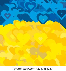 Hearts with Colors National Flag of Ukraine. Stop War!
