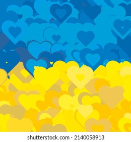 Hearts with Colors National Flag of Ukraine. Stop War!