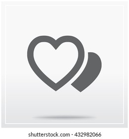 Hearts. Flat icon of graphical symbol of love, affection, amorousness, etc. Vector illustration