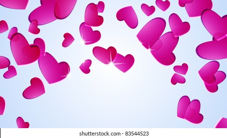 hearts floating in space, bright event romantic honeymoon love celebration eps10