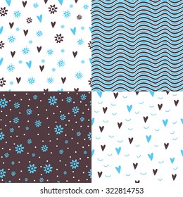 Hearts and floral pattern seamless. Holiday background.