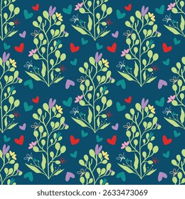 Hearts flower, abstract backgrounds patterns flower elements hand drawn vector illustration.Abstract seamless chaotic pattern line hearts,Festival colorful background. Wallpaper for wrapping,fabric.