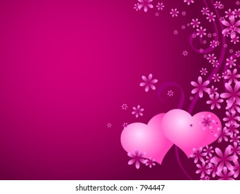 Hearts and flowers background