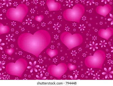 Hearts and flowers background