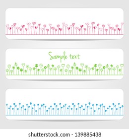 Hearts and flowers banners
