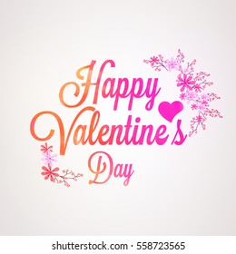 Hearts and flowers decorated greeting card for Valentine's Day Celebration. Can be used as Love Typographical Background.