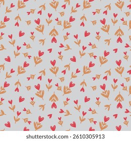 Hearts Flowers Delicate romantic illustration pattern perfect for Valentine's Day. wedding, holiday.