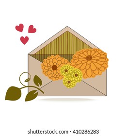  Hearts  flowers and envelope 