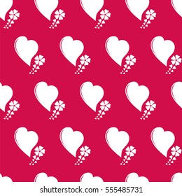 Hearts and flowers seamless background. Valentine's day. Vector