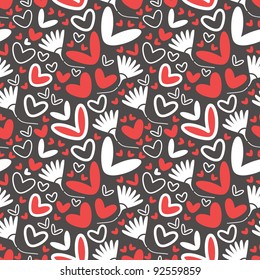 Hearts and flowers - seamless pattern