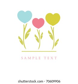 Hearts flowers. Valentines card