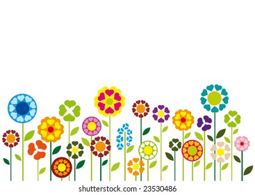 Hearts flowers vector illustration