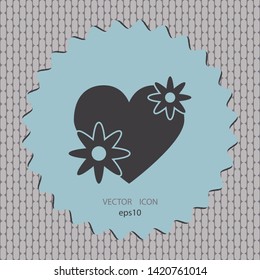 Hearts and flowers, vector logo, web design element
