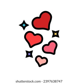 vector de icono de color de mosca de corazones. los corazones vuelan en señal. ilustración de símbolo aislado