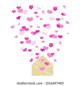 Hearts fly out of the envelope. Vector illustration for St. Valentine's Day