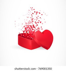 Hearts flying from box