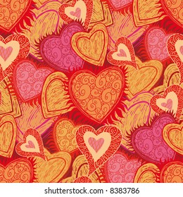 hearts folk pattern in engrave style. Select all the art and drop it into your swatches palette to create an Adobe Illustrator pattern.