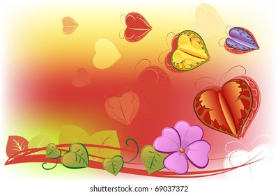  hearts in the form of butterflies with flowers