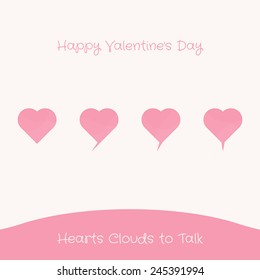 hearts in the form of clouds of conversation on a light background