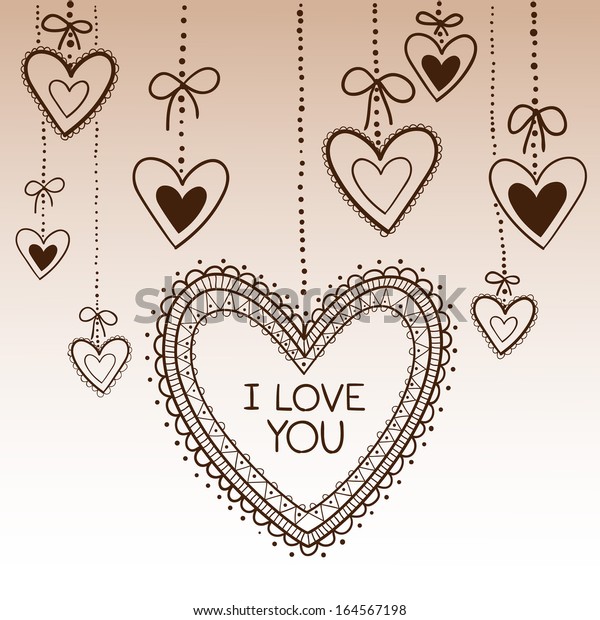 hearts frame border greeting card concept stock vector