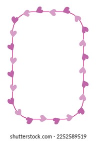 Hearts frame. Festive border. Size 10 x 15 cm, 4"x 6". St. Valentine's Day design. Vector illustration.