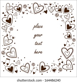 Hearts frame. Greeting card concept. Sketch vector design element for Valentine's day