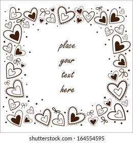 Hearts frame. Greeting card concept. Sketch vector design element for Valentine's day