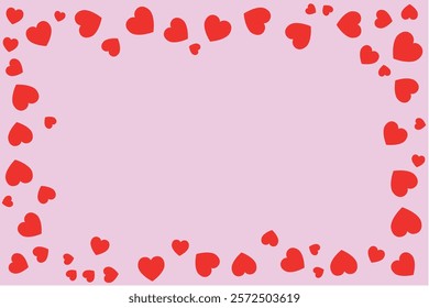 hearts frame on pink background