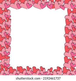 hearts frame on white background