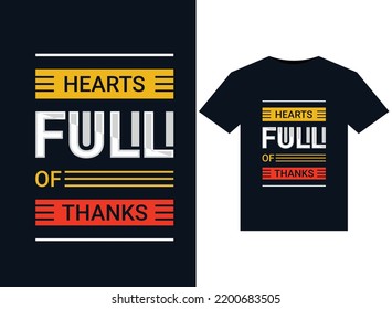 Hearts Full Of Thanks illustration for print-ready T-Shirts design