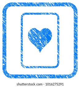 Hearts Gambling Card scratched textured icon inside rounded rectangle for overlay watermark stamps. Flat symbol with scratched texture.