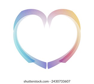 Hearts geometric linear logos vector icons or logotypes, graphic design modern style elements, love care. Vector illustration EPS 10  charity geometrical symbol.