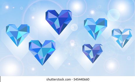 Hearts with geometric triangles and lights