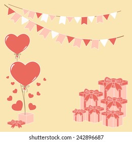 Hearts in a gift box